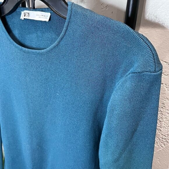 Zara ribbed teal sweater size medium - Picture 6 of 13